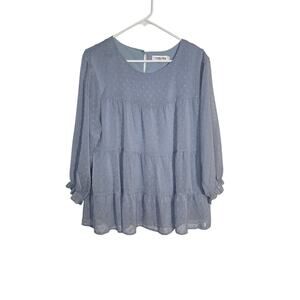 Temofon Baby Blue Blouse Womens Size M